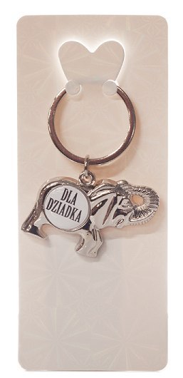 Breloczek metalowy słonik z żelową naklejką "Dla Dziadka"